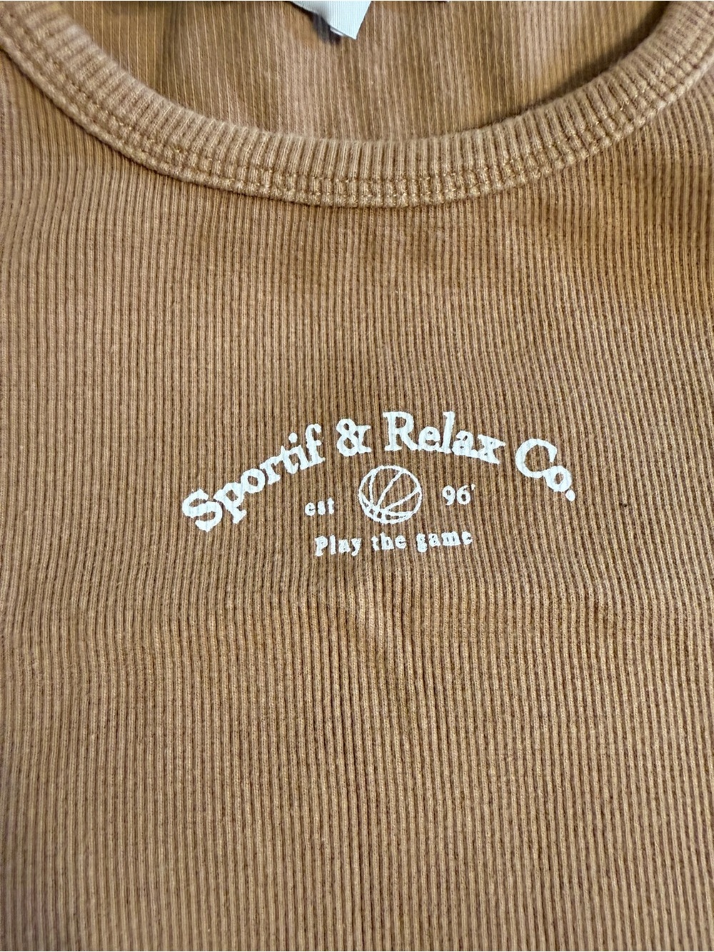 Princess Polly Brown Ribbed Crop Tee - Picture 3 of 4
